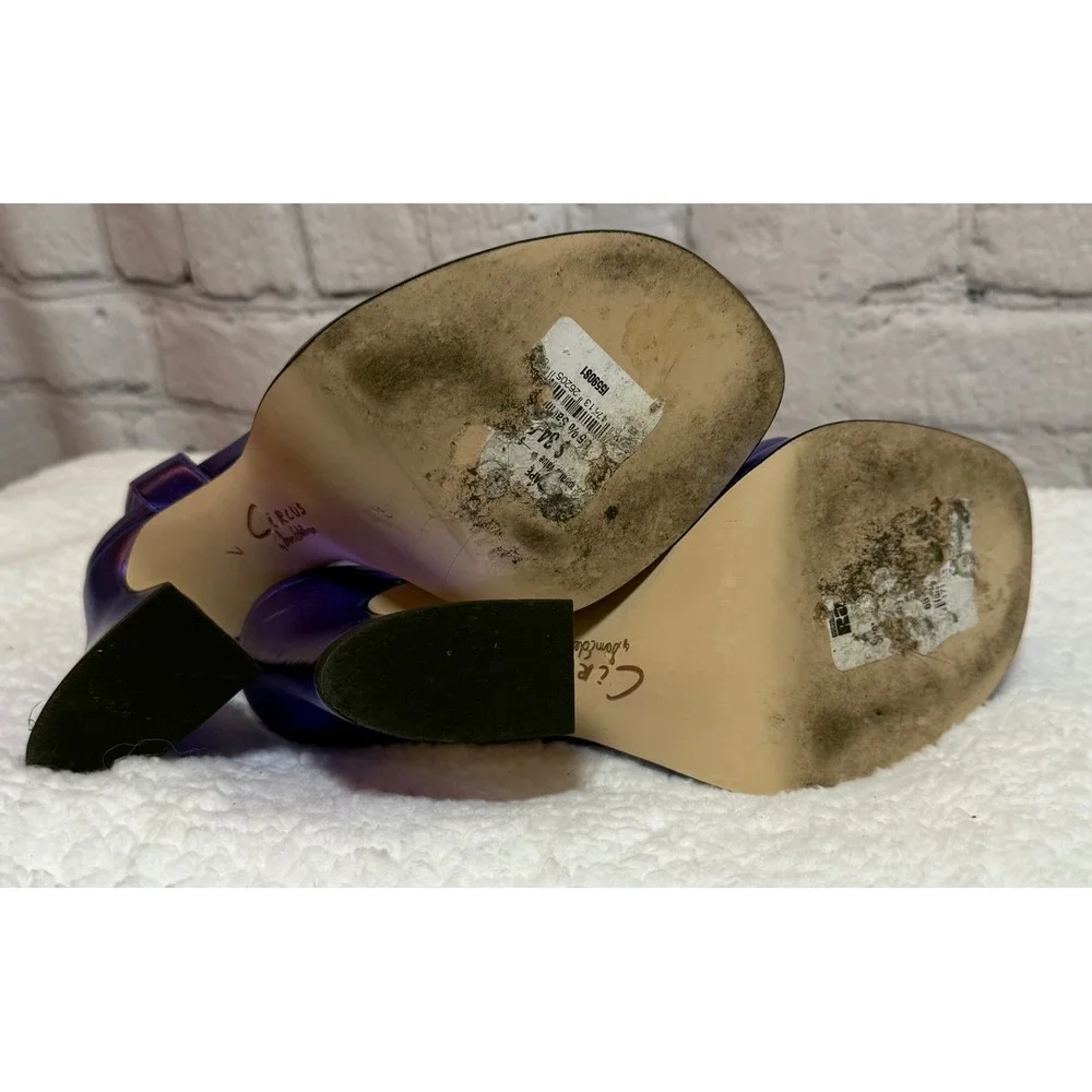 Circus NY Sam Edelman Metallic Purple Platform Sandals Rhinestone Buckle Size 7